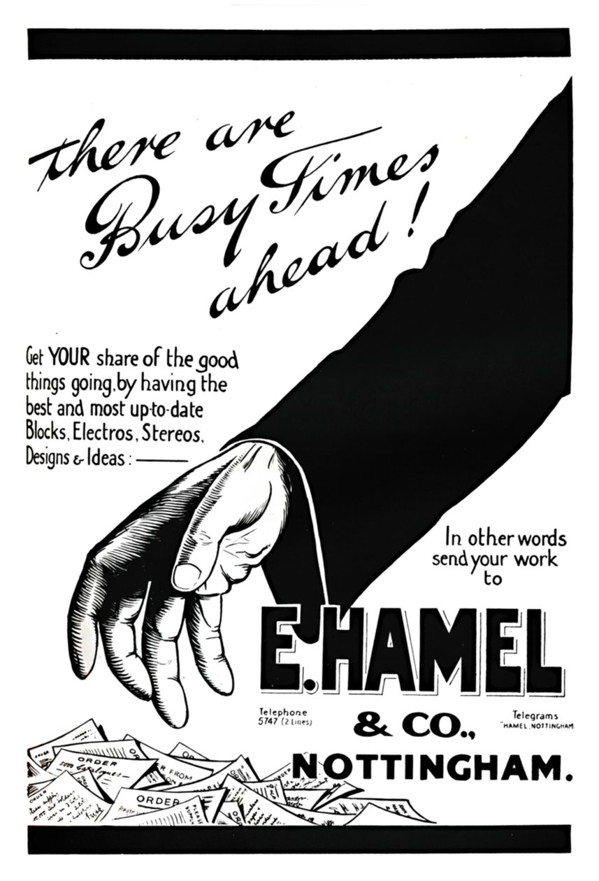 E. Hamel & Co.-annonse - Det er travle tider fremover!, 1919 av Unbekannt