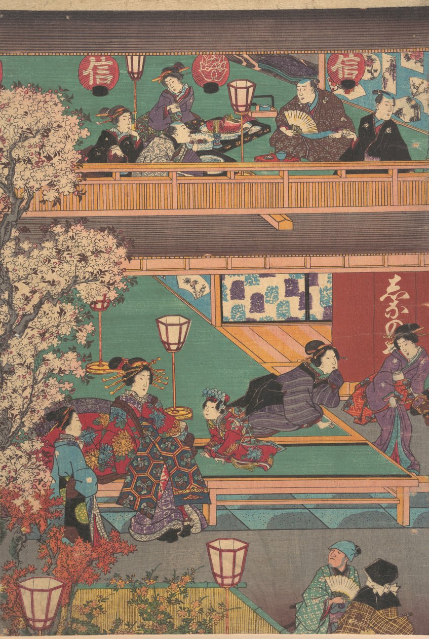Tidlig kveld i Yoshiwara Inn, 1800-tallet. av Unbekannt