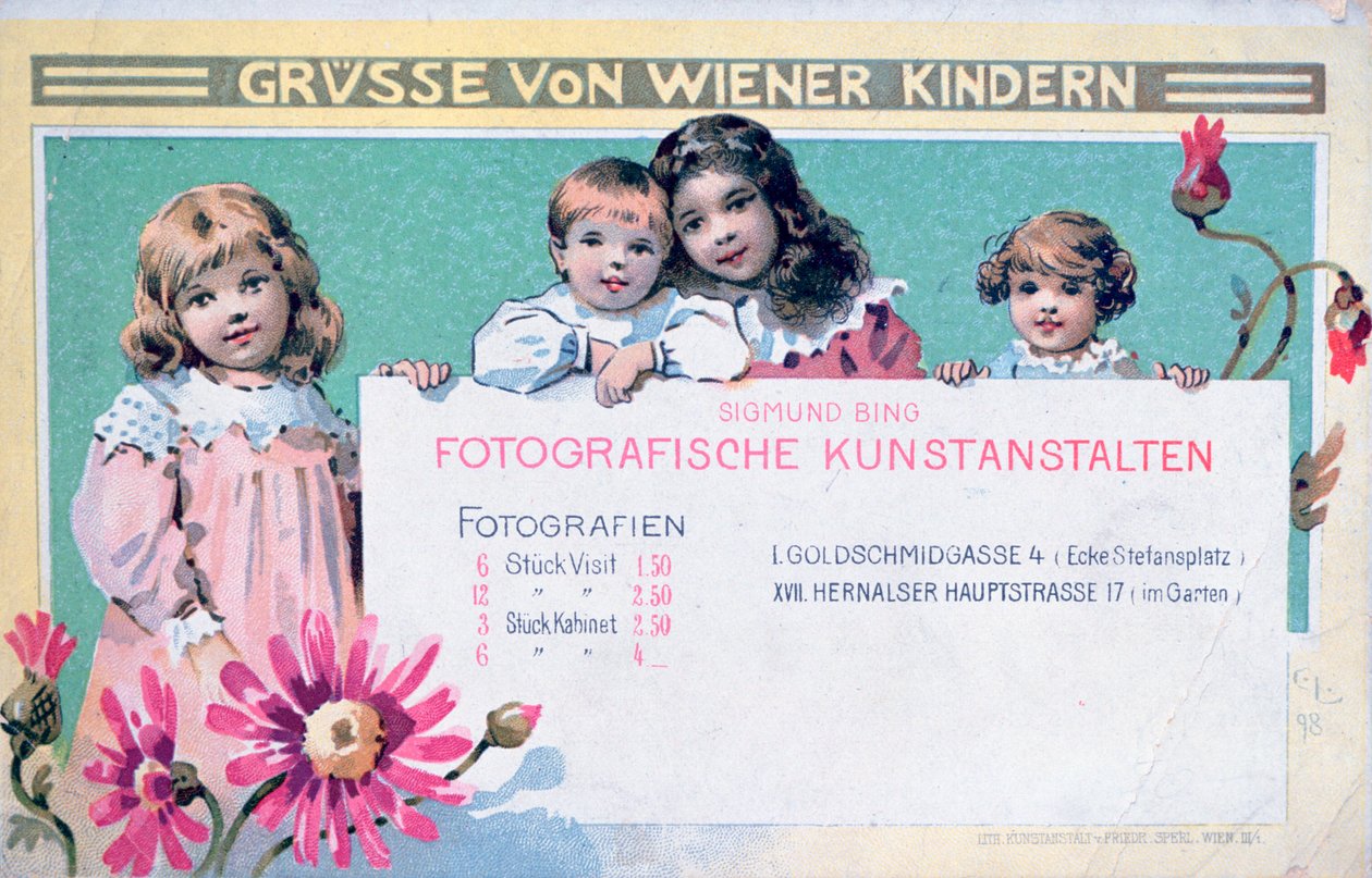 Tidlige wienske fotografers reklamekort av Unbekannt