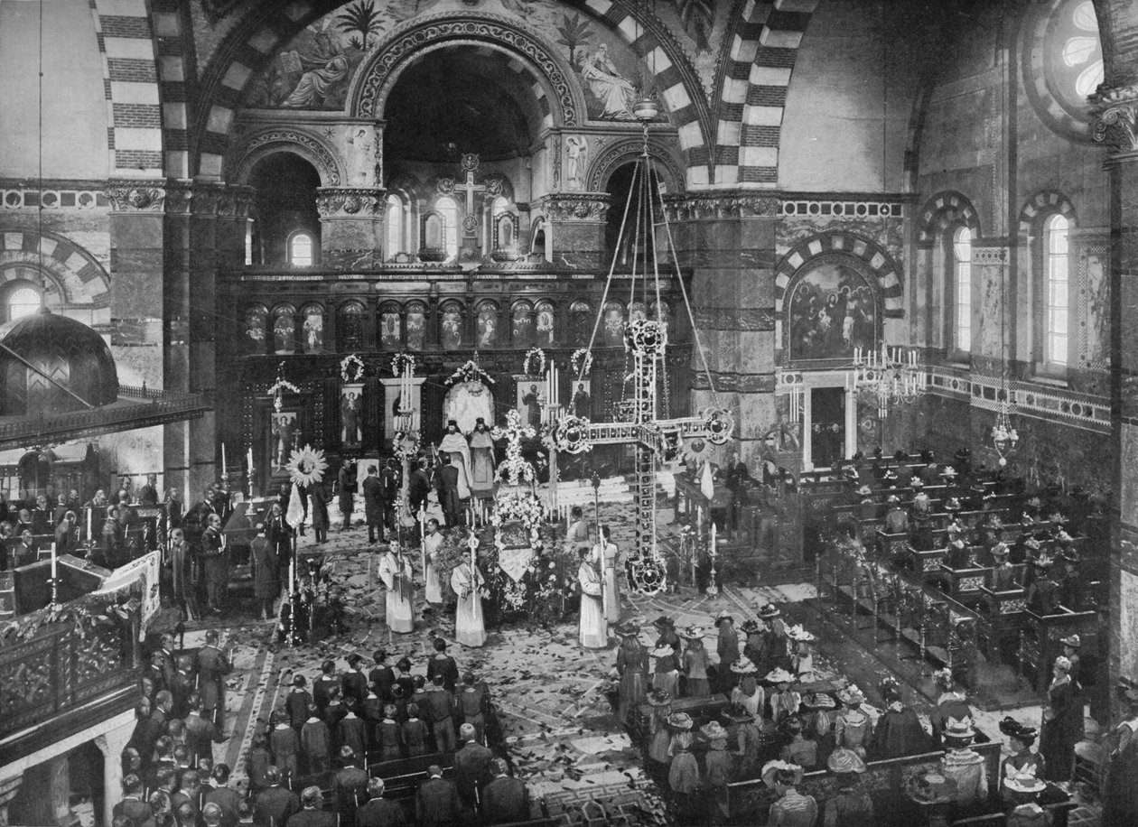Gudstjeneste på påskesøndag i den greske kirken, Bayswater, London, c1903 1903 av Unbekannt