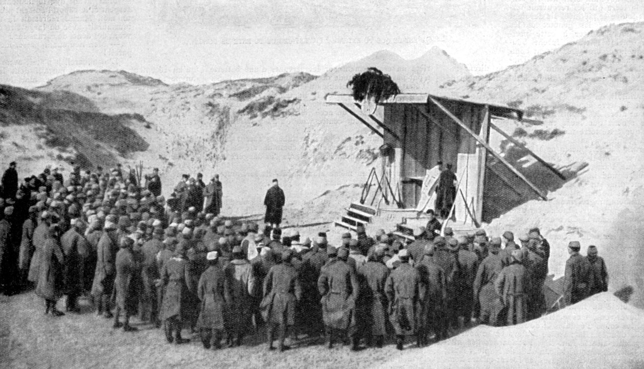 Påskemesse i sanddynene på strendene i Belgia ved Nordsjøen, første verdenskrig, 1915 av Unbekannt