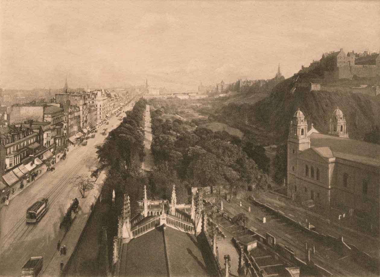 Edinburgh, ser mot Calton Hill, fra West End av Princes Street, 1902 av Unbekannt