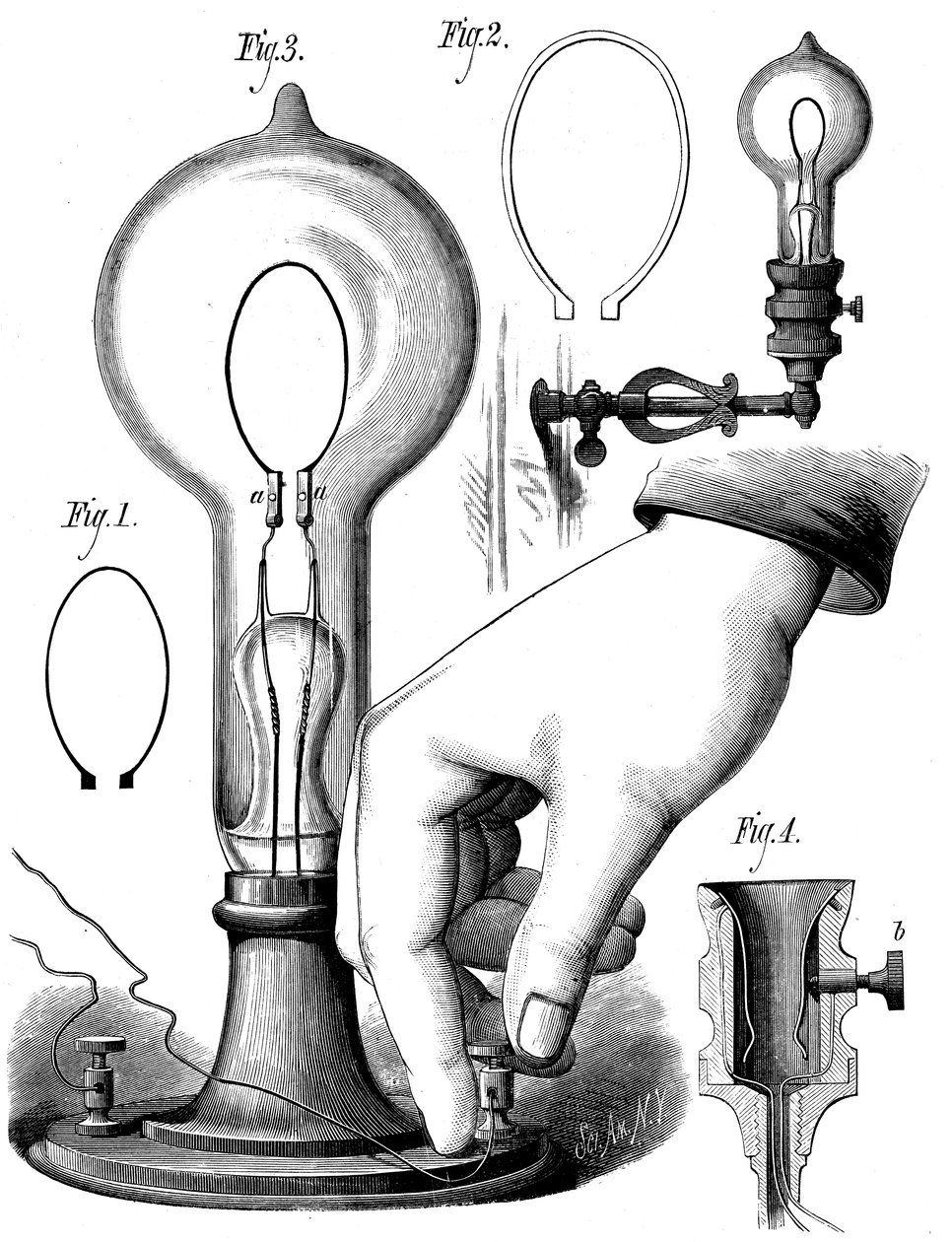 Edisons karbonfilamentlampe, 1880 av Unbekannt