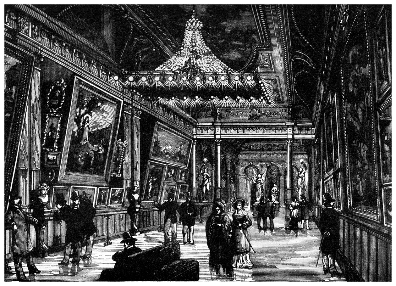 Edisons glødelamper lyser opp et kunstgalleri i New York, 1882 1956 av Unbekannt
