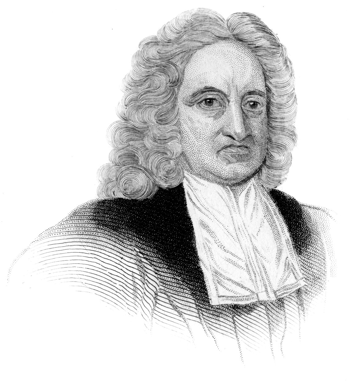 Edmond Halley , engelsk astronom, matematiker, meteorolog og fysiker, c1850 av Unbekannt