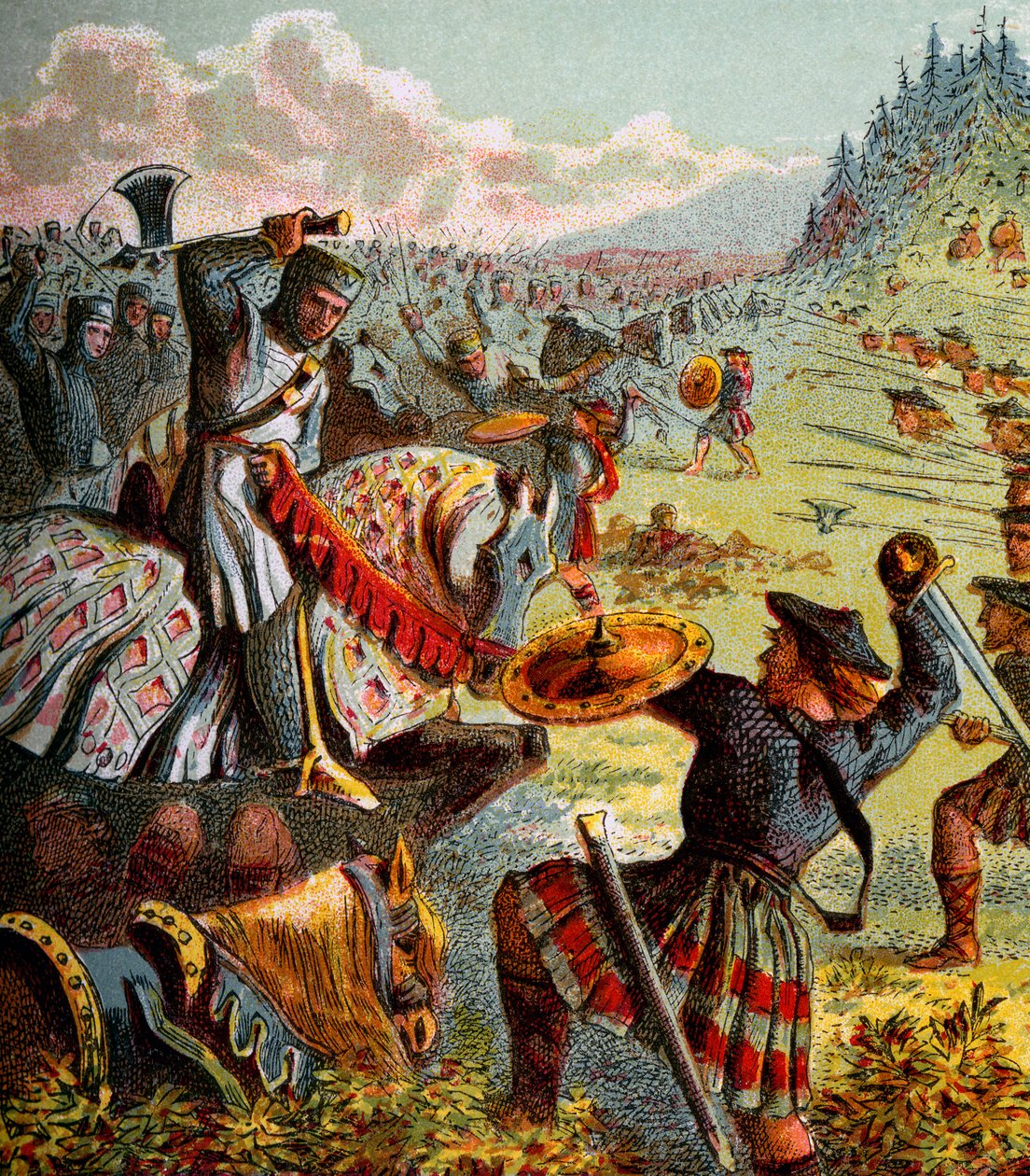 Edward I angriper Skottland, c1850 av Unbekannt