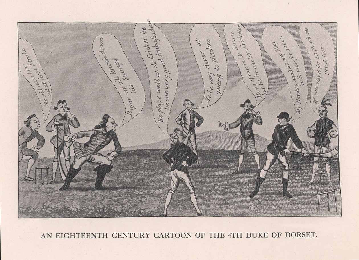 Edward Sackville 1591-1652, 4. hertug av Dorset, spilte cricket, 1700-tallet 1912 av Unbekannt