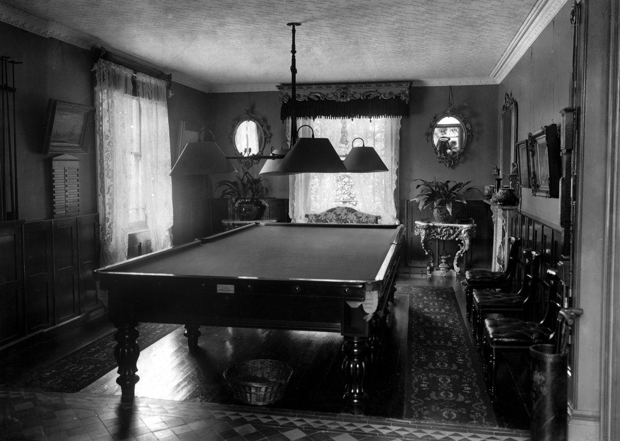 Edwardiansk rom med snookerbord, 1909 av Unbekannt