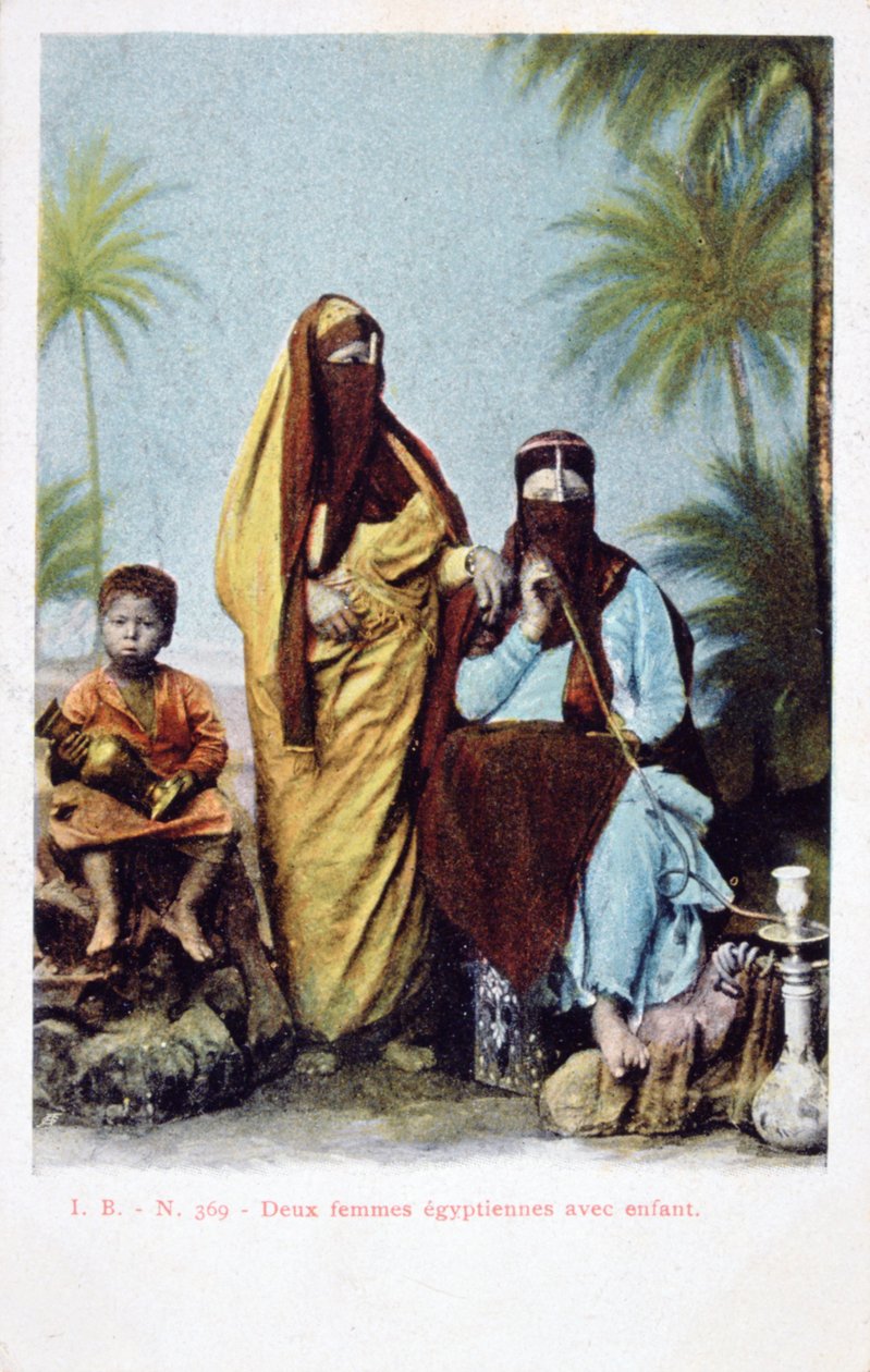 Egyptiske kvinner og barn, vintage fransk postkort, c1900 av Unbekannt