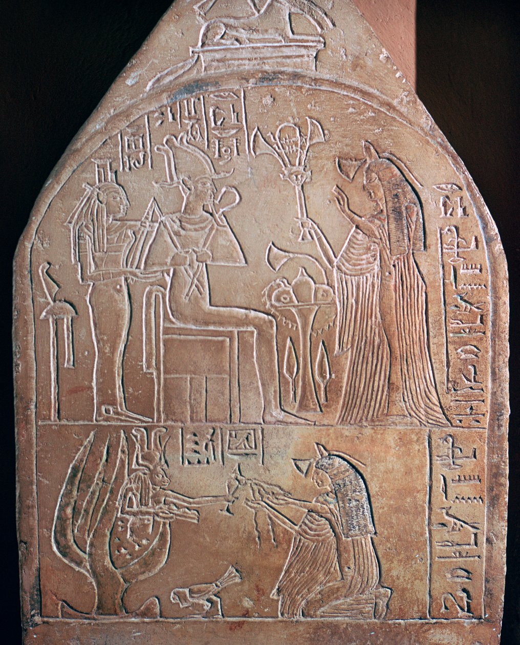 Egyptisk detalj av begravelsesstelen til en sanger i tempelet til Amon av Unbekannt