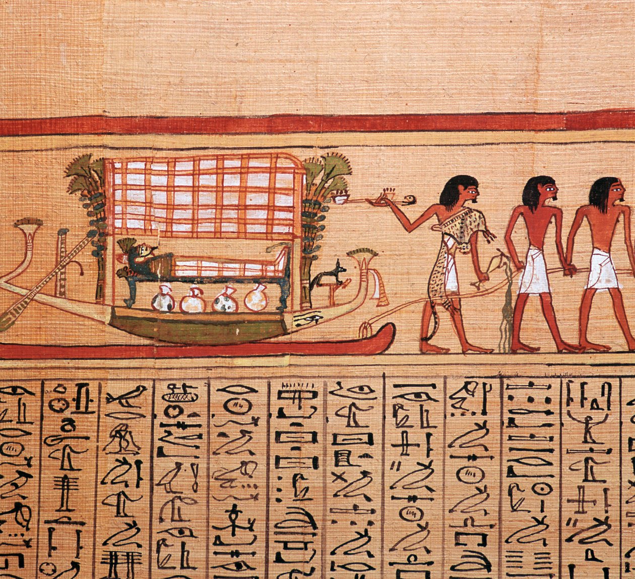 Egyptisk papyrus som viser å ta mumien til nekropolis, 1200-tallet f.Kr av Unbekannt