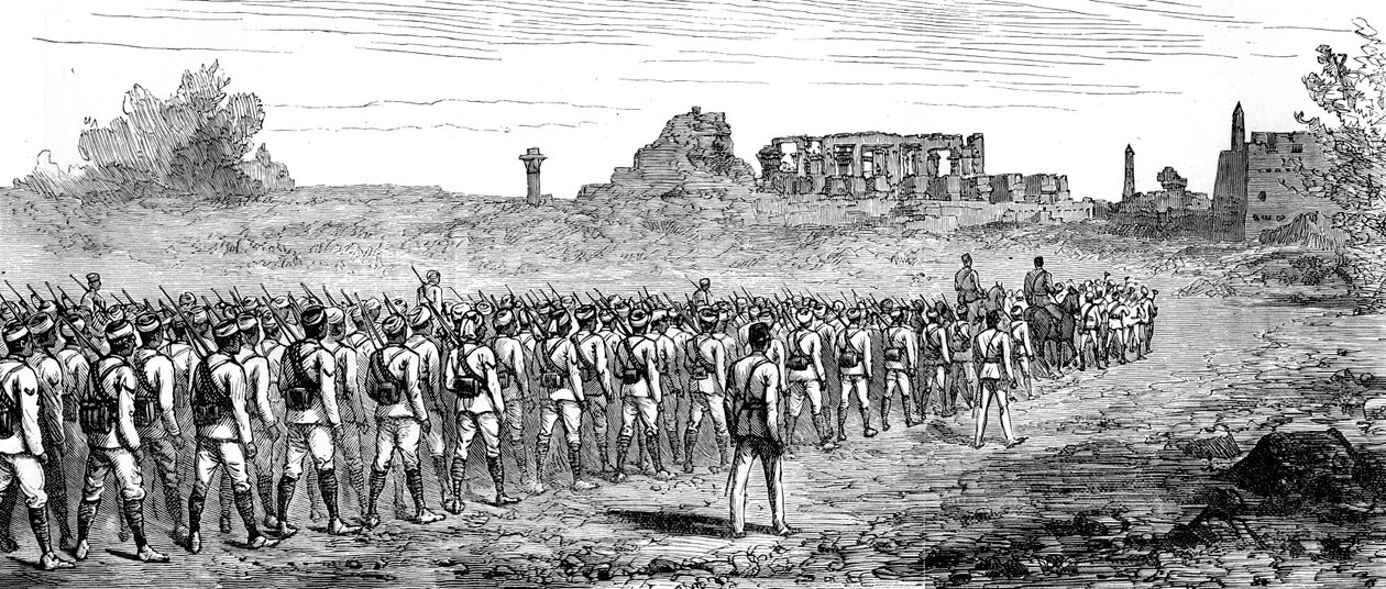 Egyptiske tropper ved Karnak, Egypt 1889 av Unbekannt