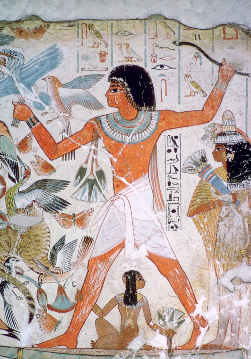 Egyptisk veggmaleri av fuglefugl av Unbekannt