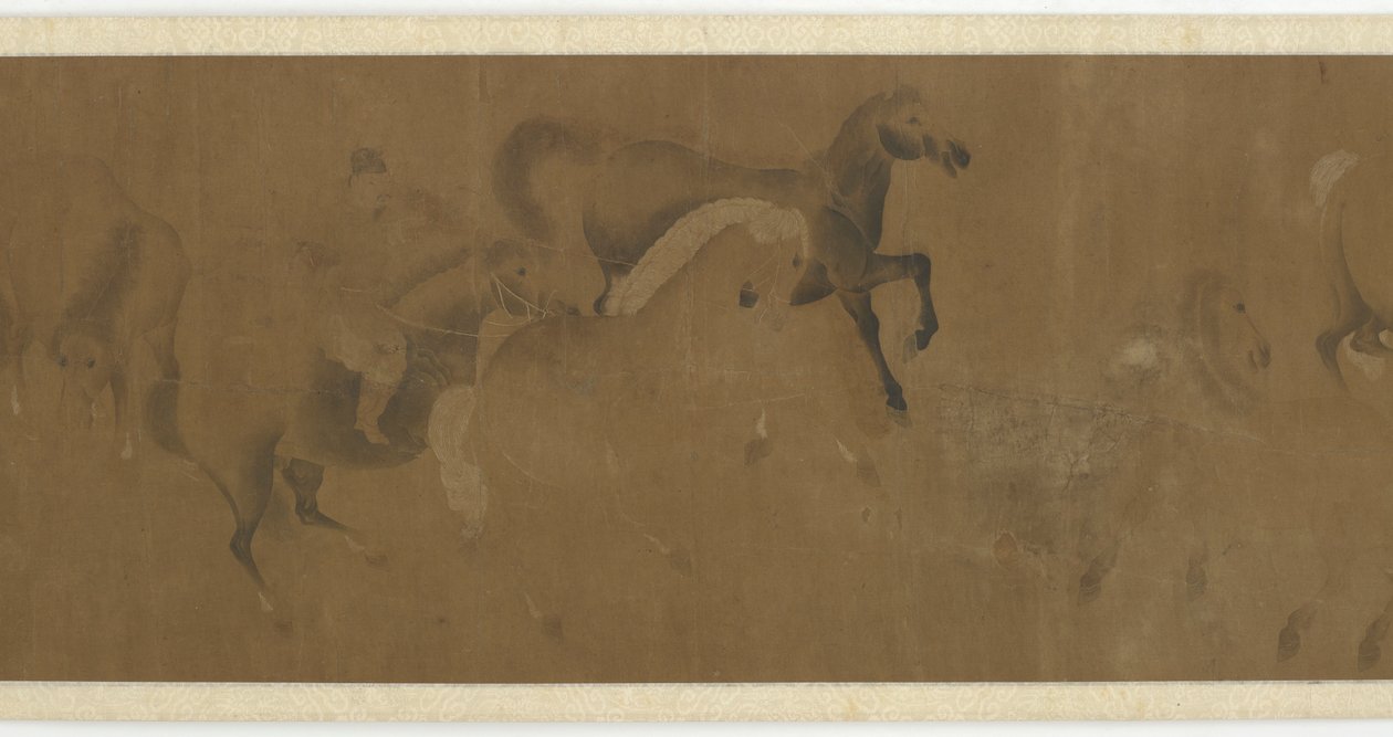 Åtte hester og en brudgom, Ming- eller Qing-dynastiet, 1600-tallet. av Unbekannt