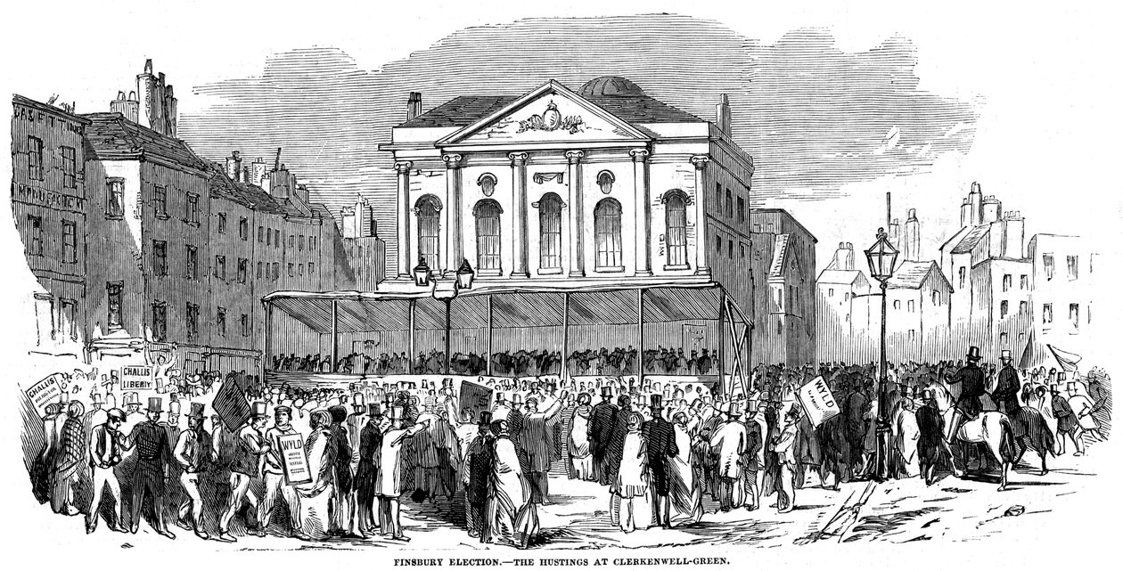 Valgutryddinger i Clerkenwell Green under Finsbury-valget, London, 1852 av Unbekannt