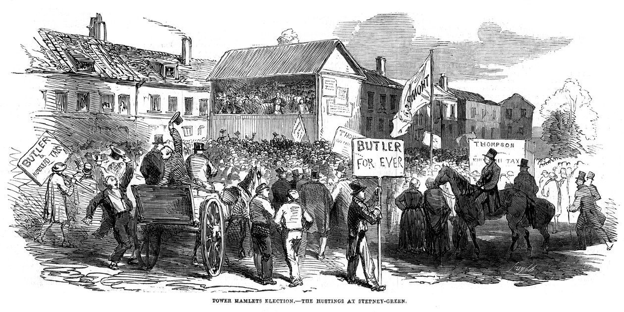Valgutryddinger i Stepney Green under Tower Hamlets-valget, London, 1852 av Unbekannt