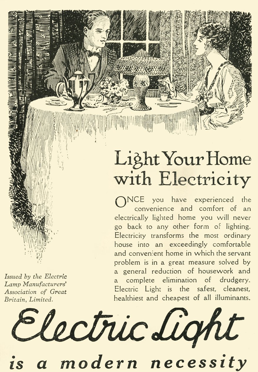 Elektrisk lys er en moderne nødvendighet, 1920. av Unbekannt