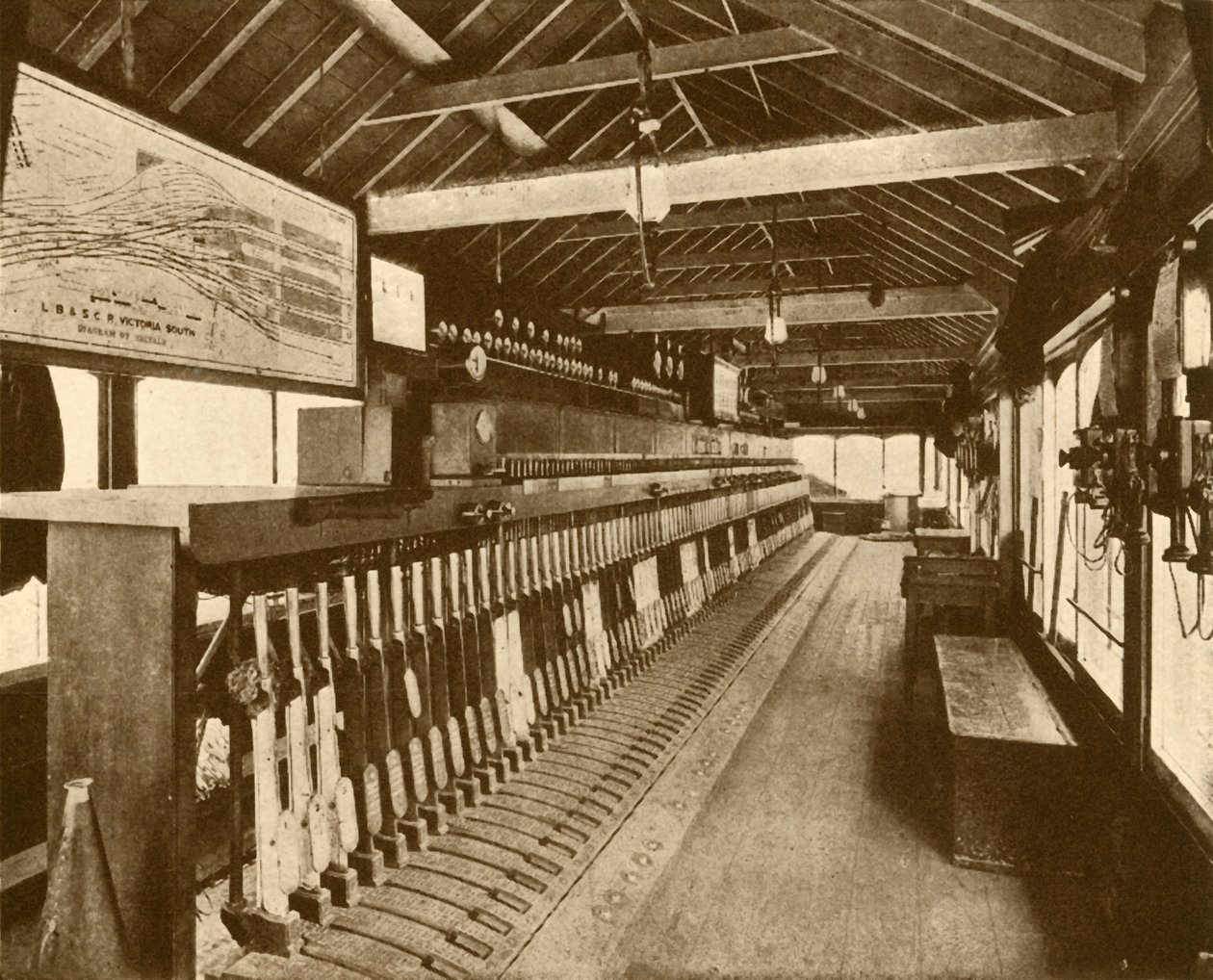 Elektromekanisk signalhytte ved Victoria, Southern Railway, 1930. av Unbekannt