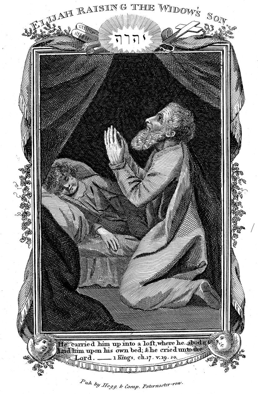 Elias oppdrar enkenes sønn, c1808 av Unbekannt