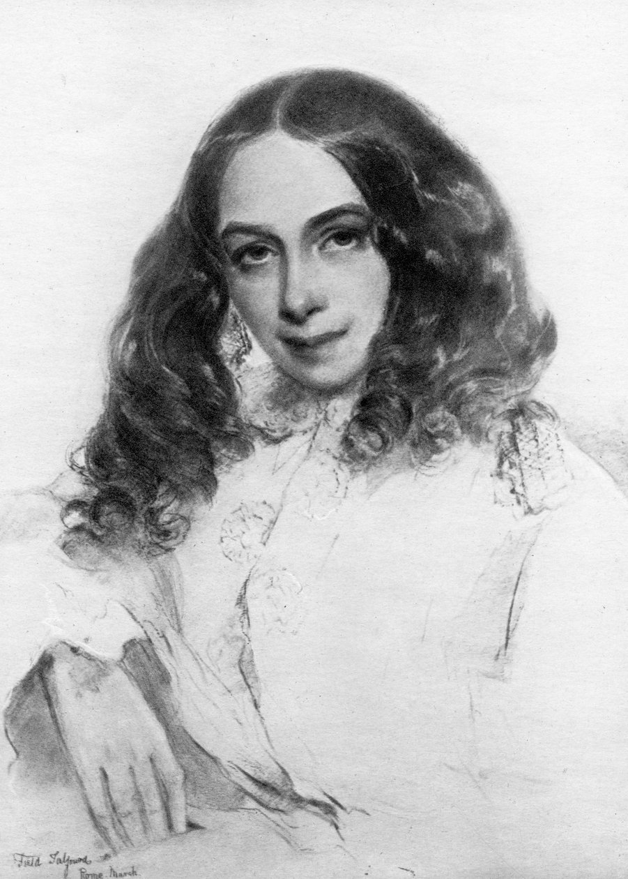 Elizabeth Barrett Browning , britisk poet, 1859 av Unbekannt