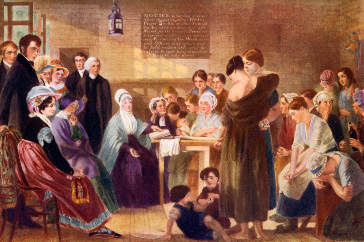 Elizabeth Fry 1780-1845 på besøk i Newgate fengsel, 1926 av Unbekannt