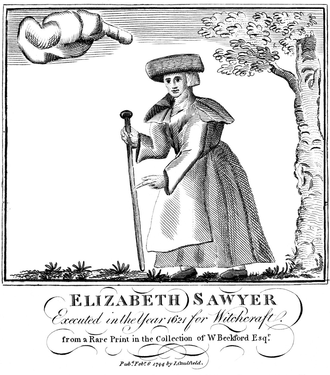 Elizabeth Sawyer, henrettet som heks i England i 1621, 1794 av Unbekannt