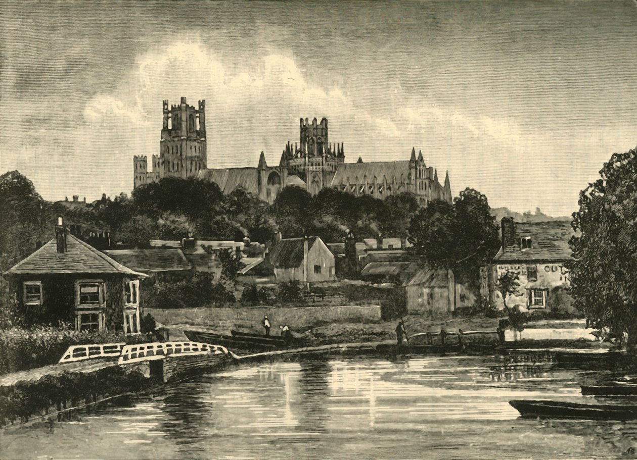 Ely-katedralen, fra jernbanebroen, 1898. av Unbekannt
