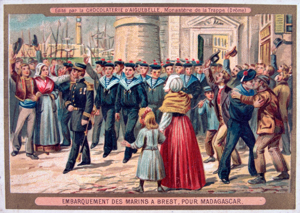 Ombordstigning av marinesoldatene ved Brest for Madagaskar, 1883 av Unbekannt