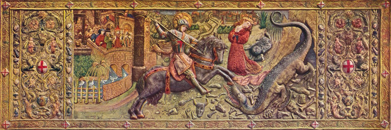 Brodert frontaltertavle av Saint George, fra Palau de la Generalitat, 1400-tallet av Unbekannt