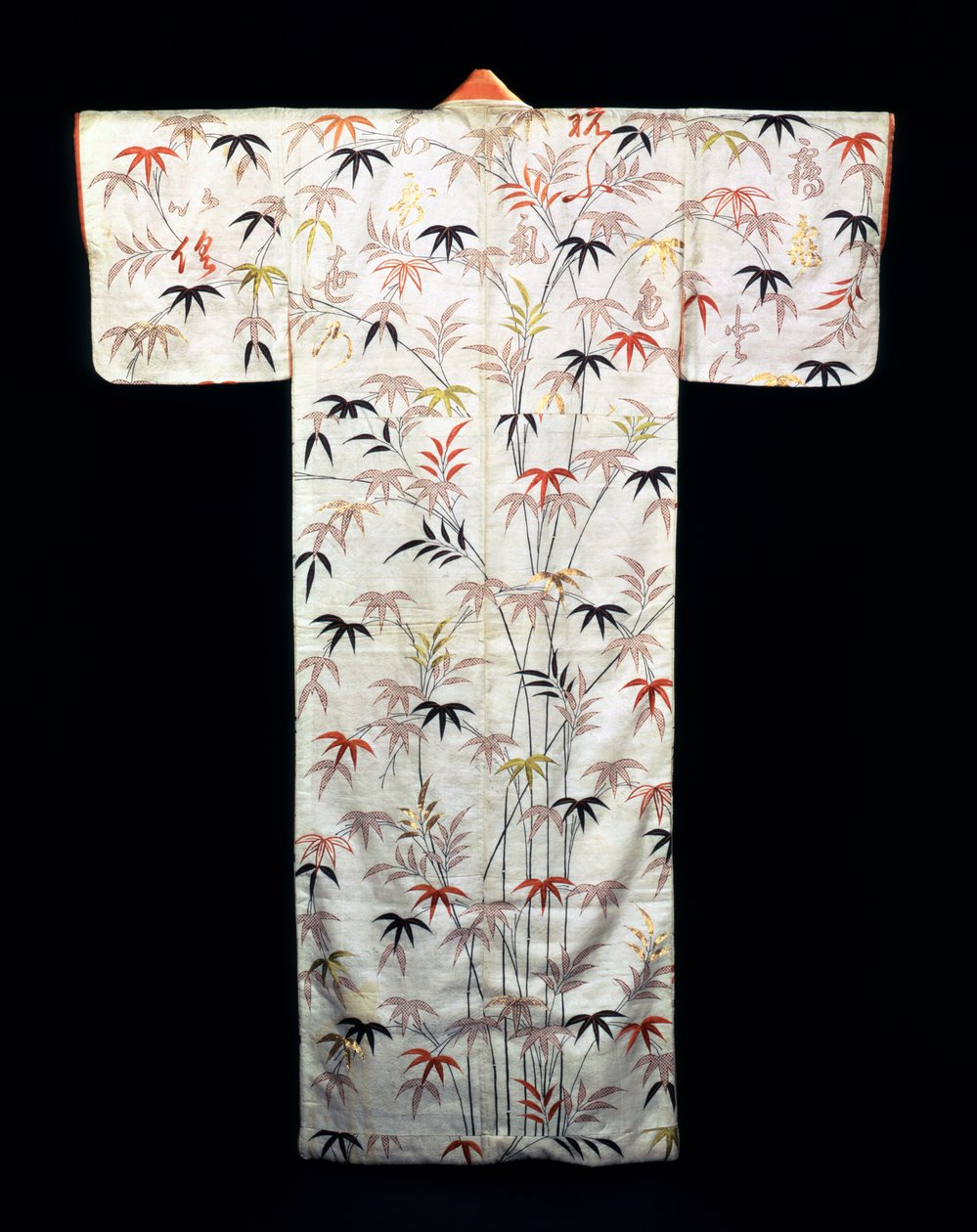 Brodert hvit sateng damekimono, japansk, Edo-perioden, 1600-1867 av Unbekannt