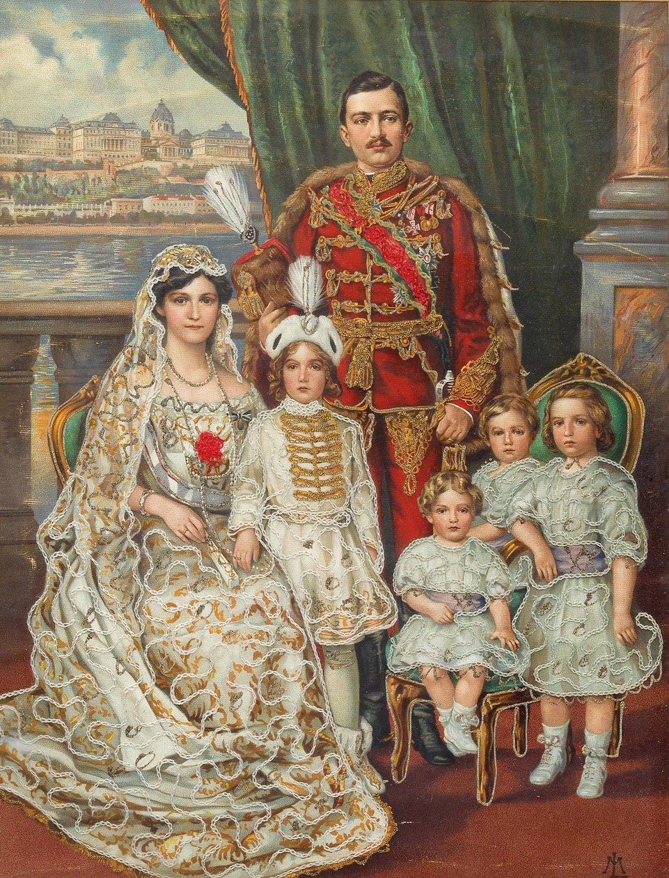 Keiser Charles I av Østerrike, med sin kone Zita, kronprins Otto og de tre andre barna, ca. av Unbekannt