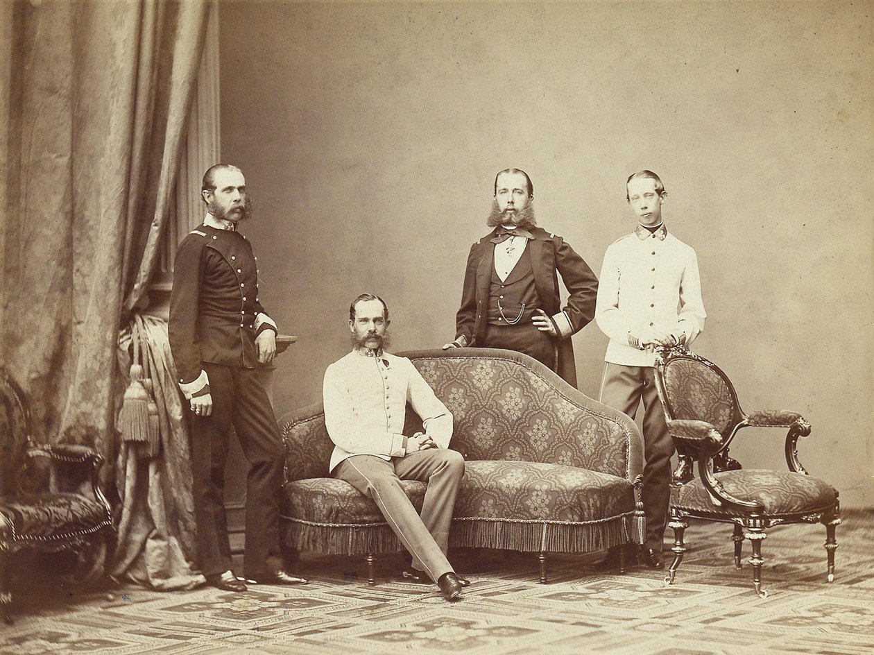 Keiser Franz Joseph I av Østerrike med brødrene sine, 1864. av Unbekannt