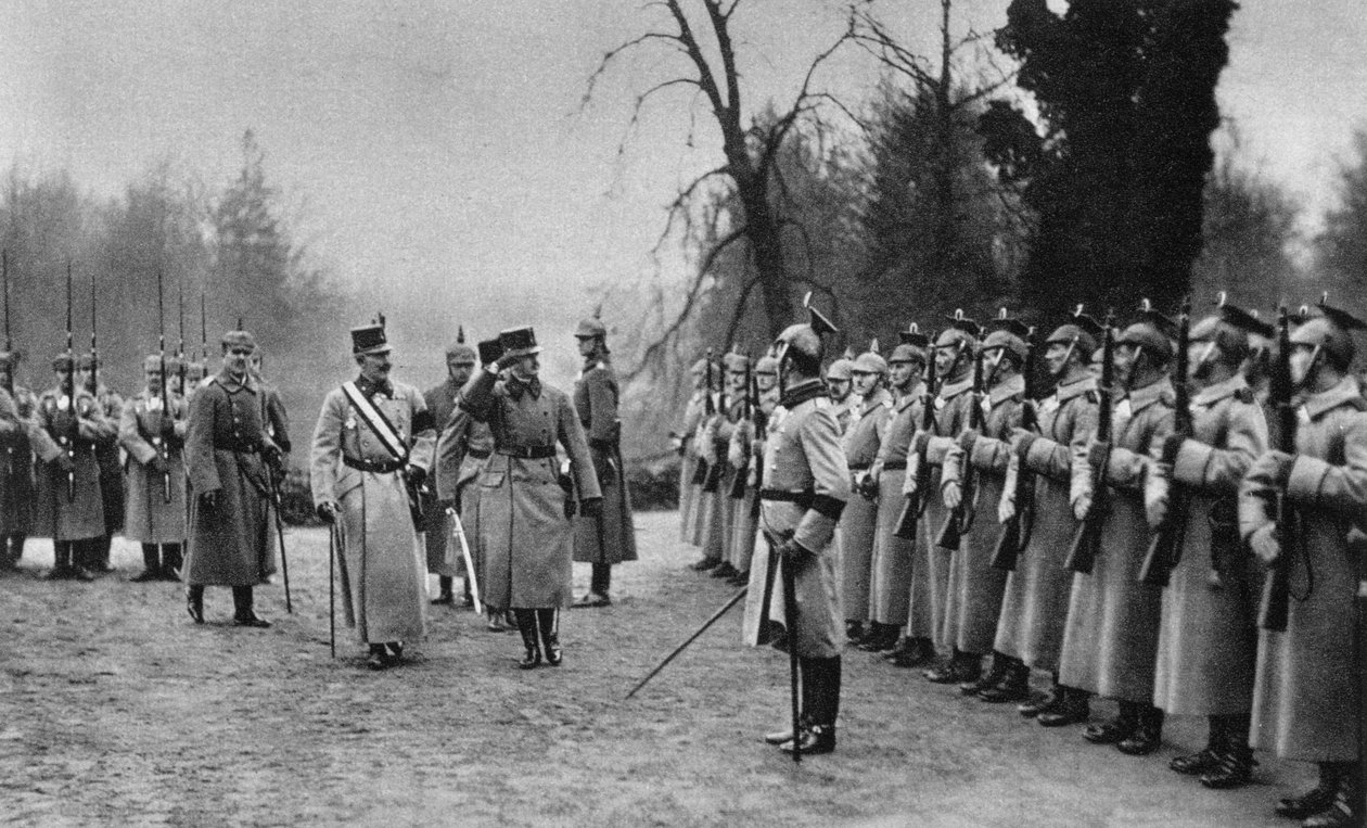 Keiser Karl I av Østerrike besøkte Kaiser Wilhelm II ved hærens hovedkvarter, første verdenskrig, 1917 av Unbekannt