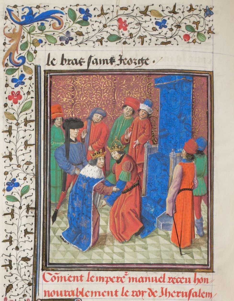 Keiser Manuel I Komnenos møter kong Amalric I av Jerusalem. Miniatyr fra Historia av William av Tyrus, 1460-tallet av Unbekannt
