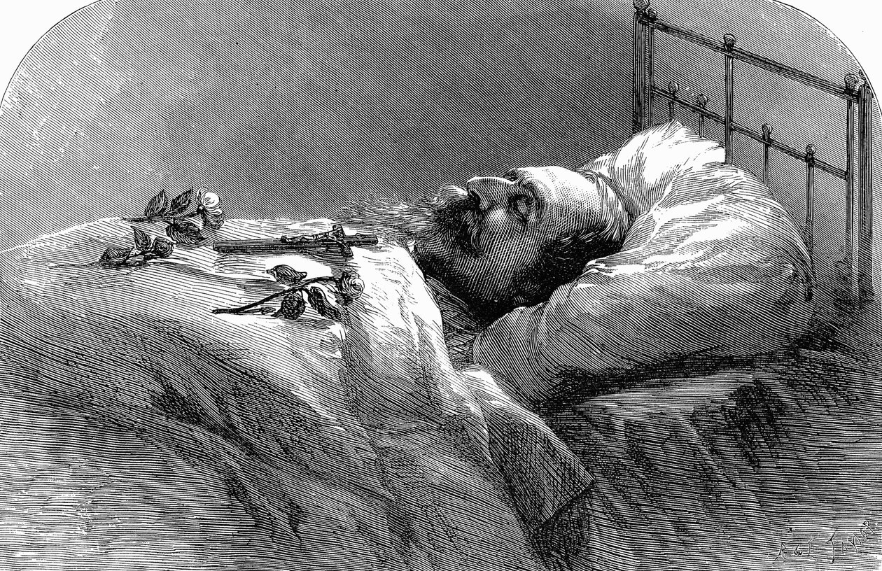 Keiser Napoleon III av Frankrike på dødsleiet, 1873. av Unbekannt