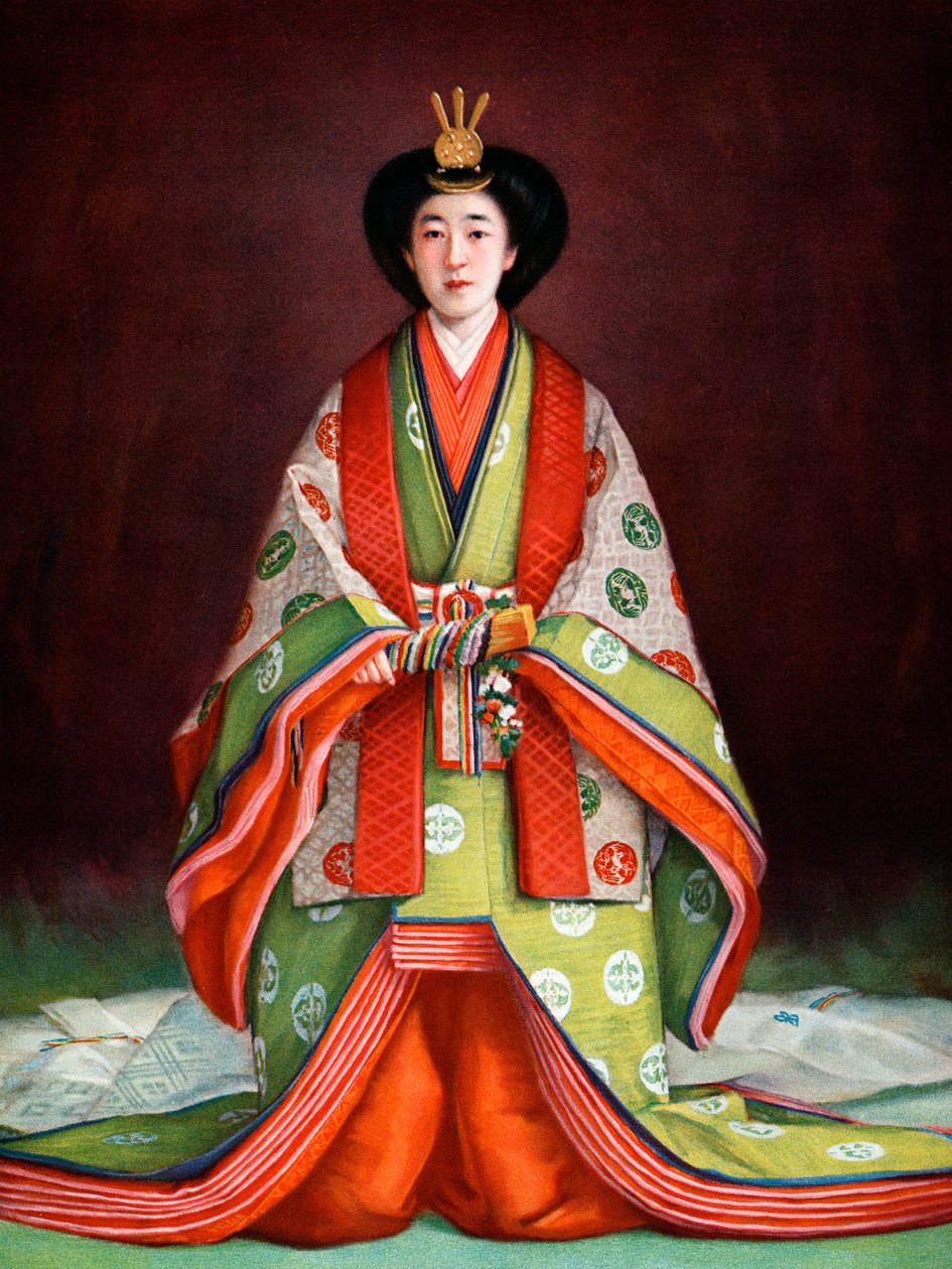 Keiserinne Nagako av Japan i sine kroningsplagg, c1924 av Unbekannt