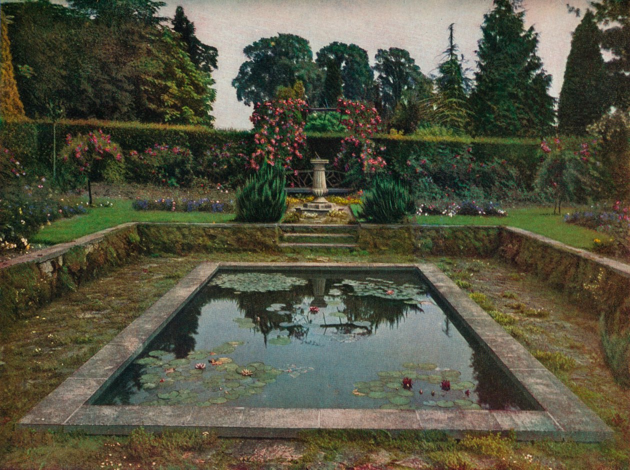 Inngjerdet hage og liljebasseng i Gatton Park, Surrey, 1914 av Unbekannt