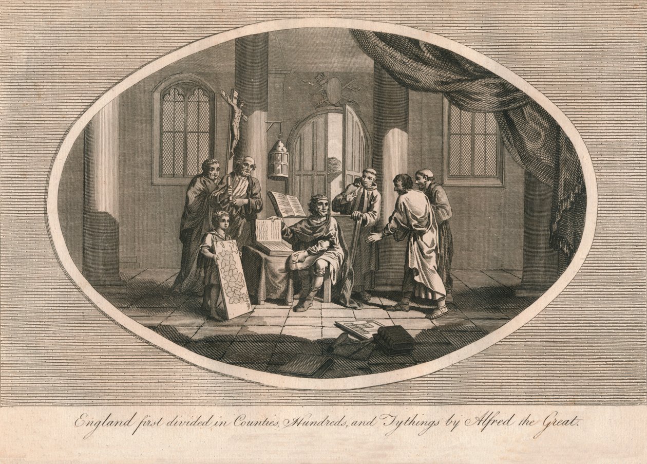 England ble først delt i fylker, hundrevis og tiender av Alfred den store, c880-årene 1793 av Unbekannt