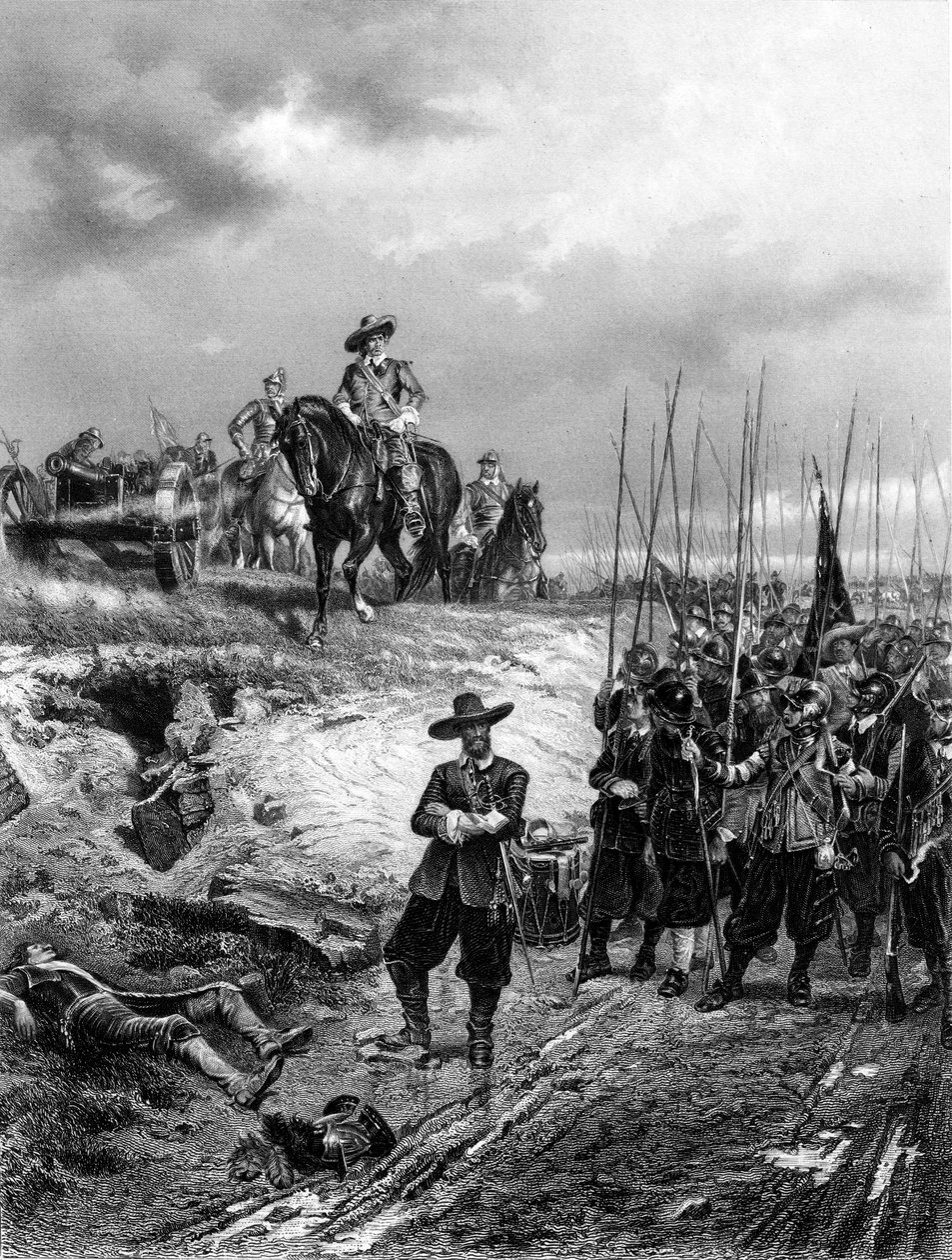 Engelske borgerkriger: Oliver Cromwell 1599-1658 i slaget ved Marston Moor, 2. juli 1644 av Unbekannt