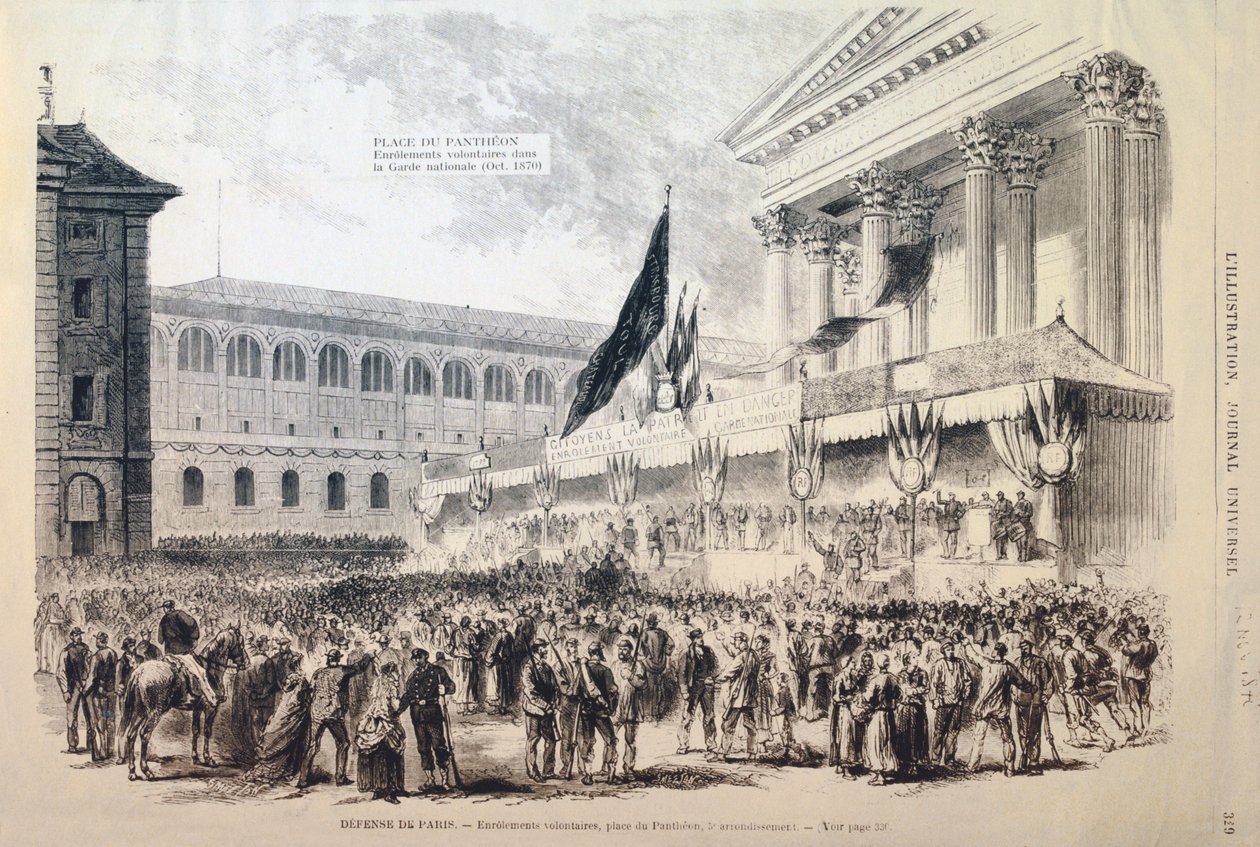 Verving av frivillige til nasjonalgarden, Place du Pantheon, Paris, 1870-1871 av Unbekannt