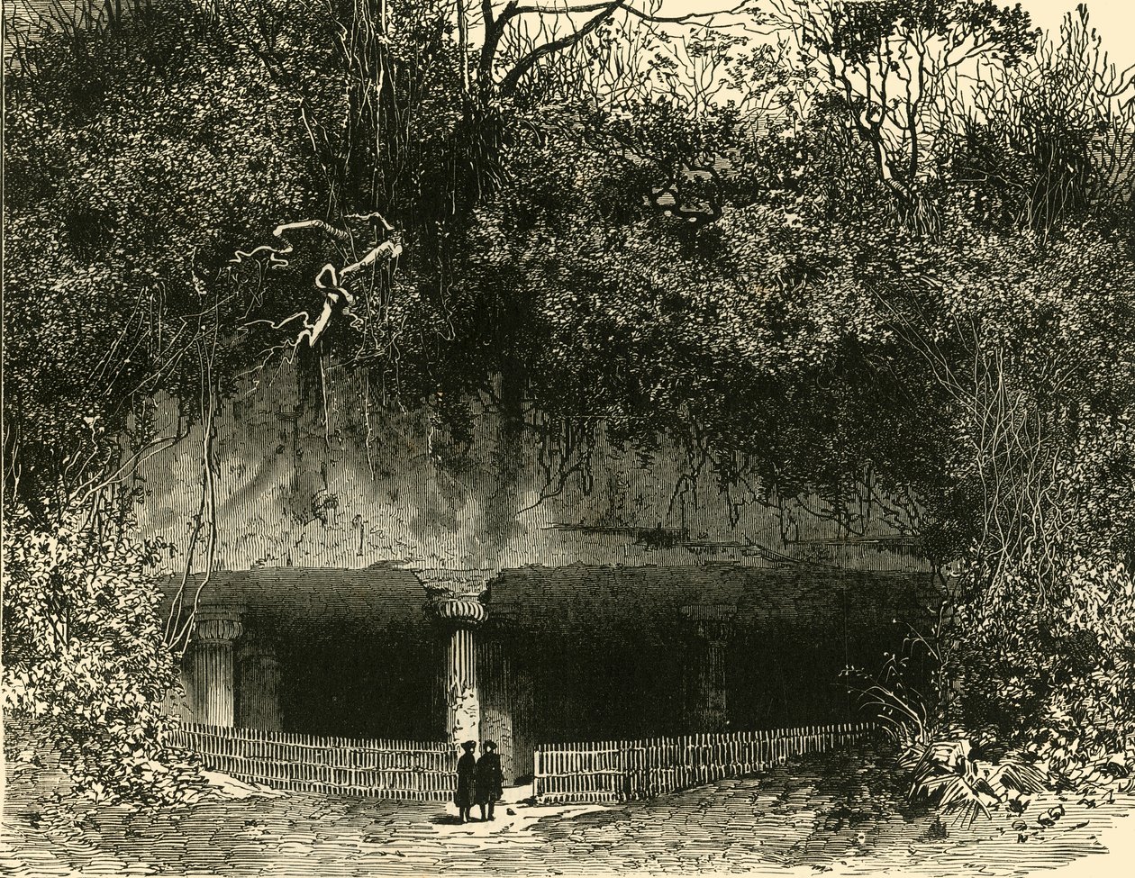 Inngangen til grotten ved Elephanta Bombay Presidentskap, 1890. av Unbekannt