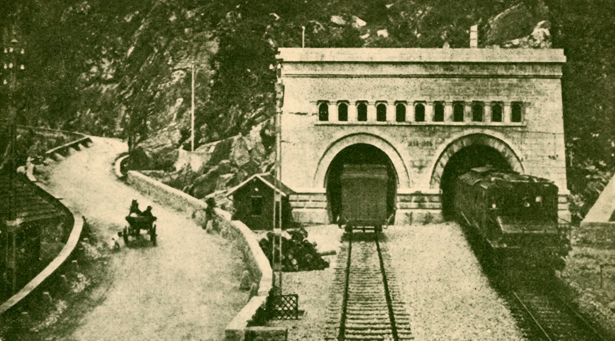 Inngangen til Simplon Tunnel 12 12 Miles Long som forbinder Sveits og Italia, c1930. av Unbekannt