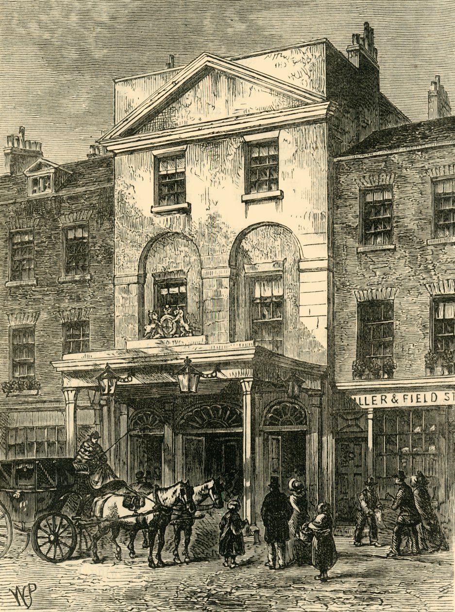 Inngang til Astleys Theatre i 1820, c1878. av Unbekannt