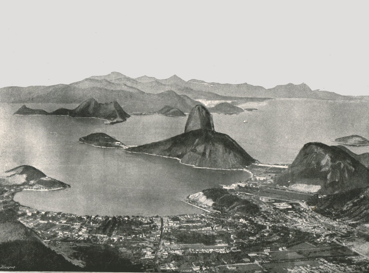 Inngang til bukten fra toppen av Corcovado, Rio de Janeiro, Brasil, 1895. av Unbekannt