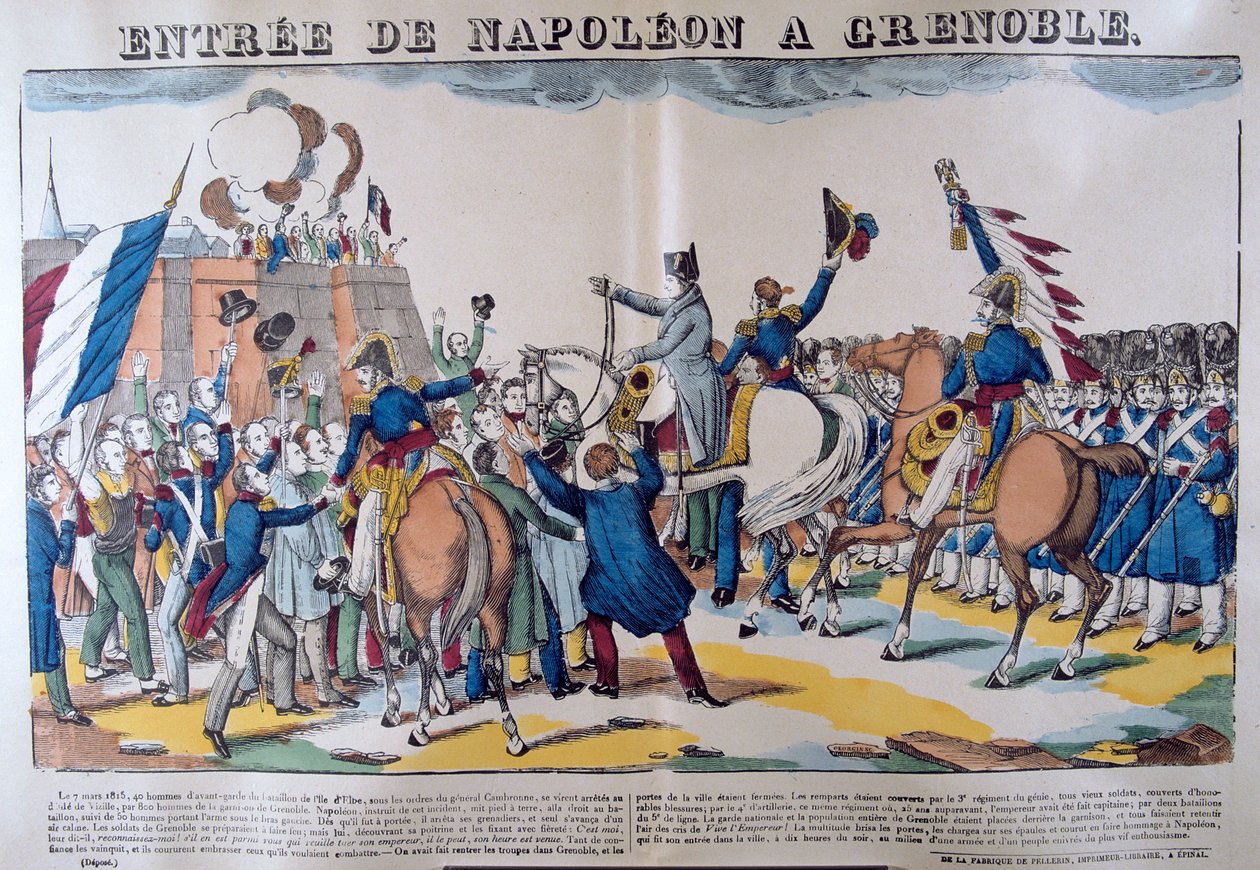Inngang fra Napoleon til Grenoble, mars 1815, 1800-tallet av Unbekannt