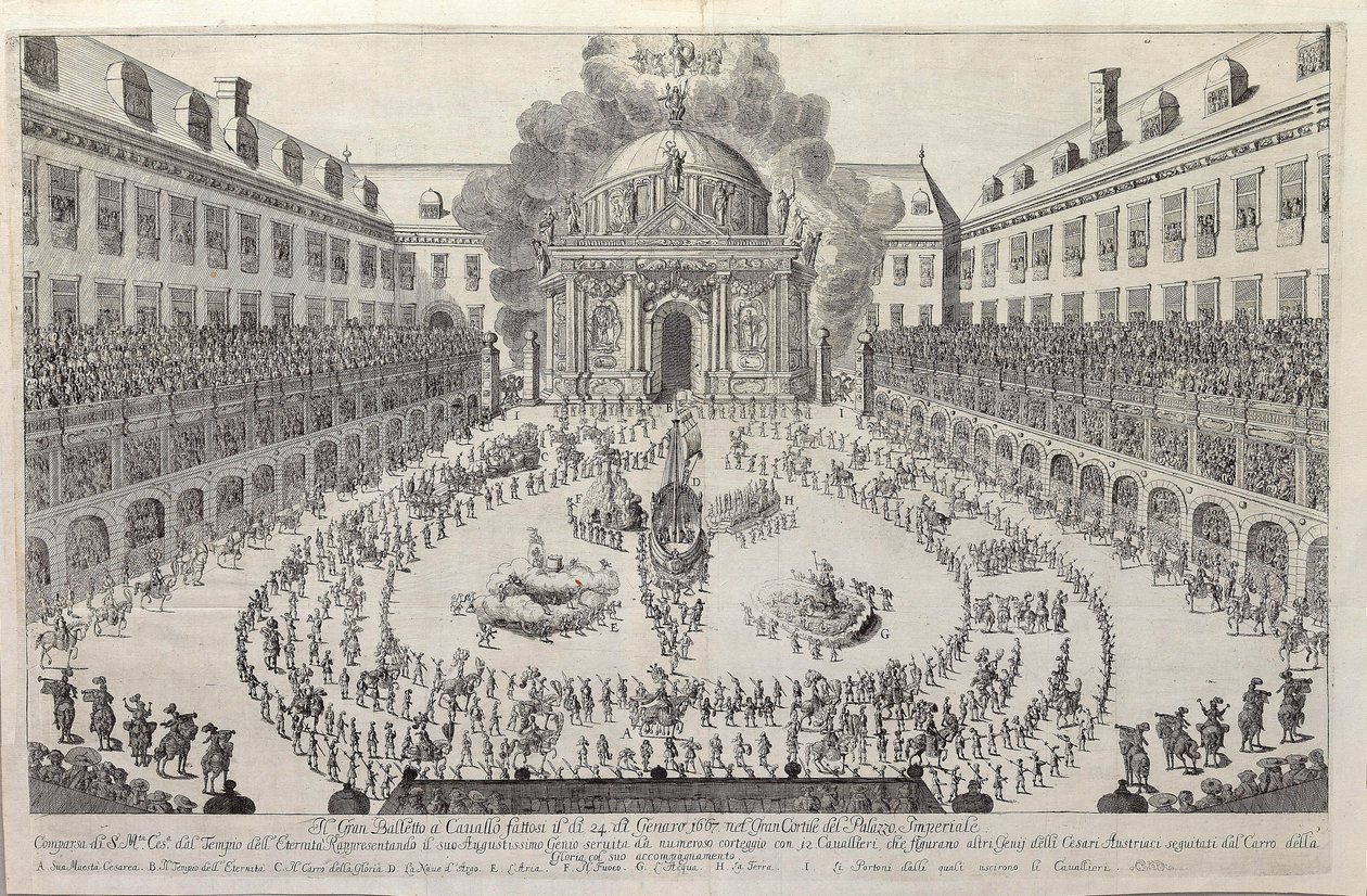 Rideballett på gårdsplassen til Wien Hofburg, 1667. av Unbekannt