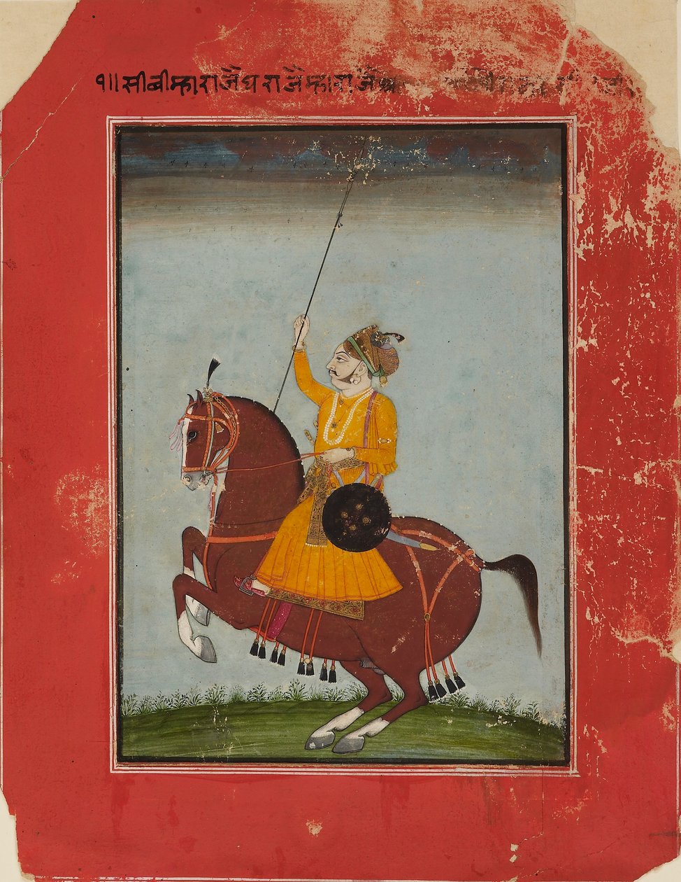 Ridesportrett av Maharaja Zorawar Singh av Bikaner, 1835-1840 av Unbekannt
