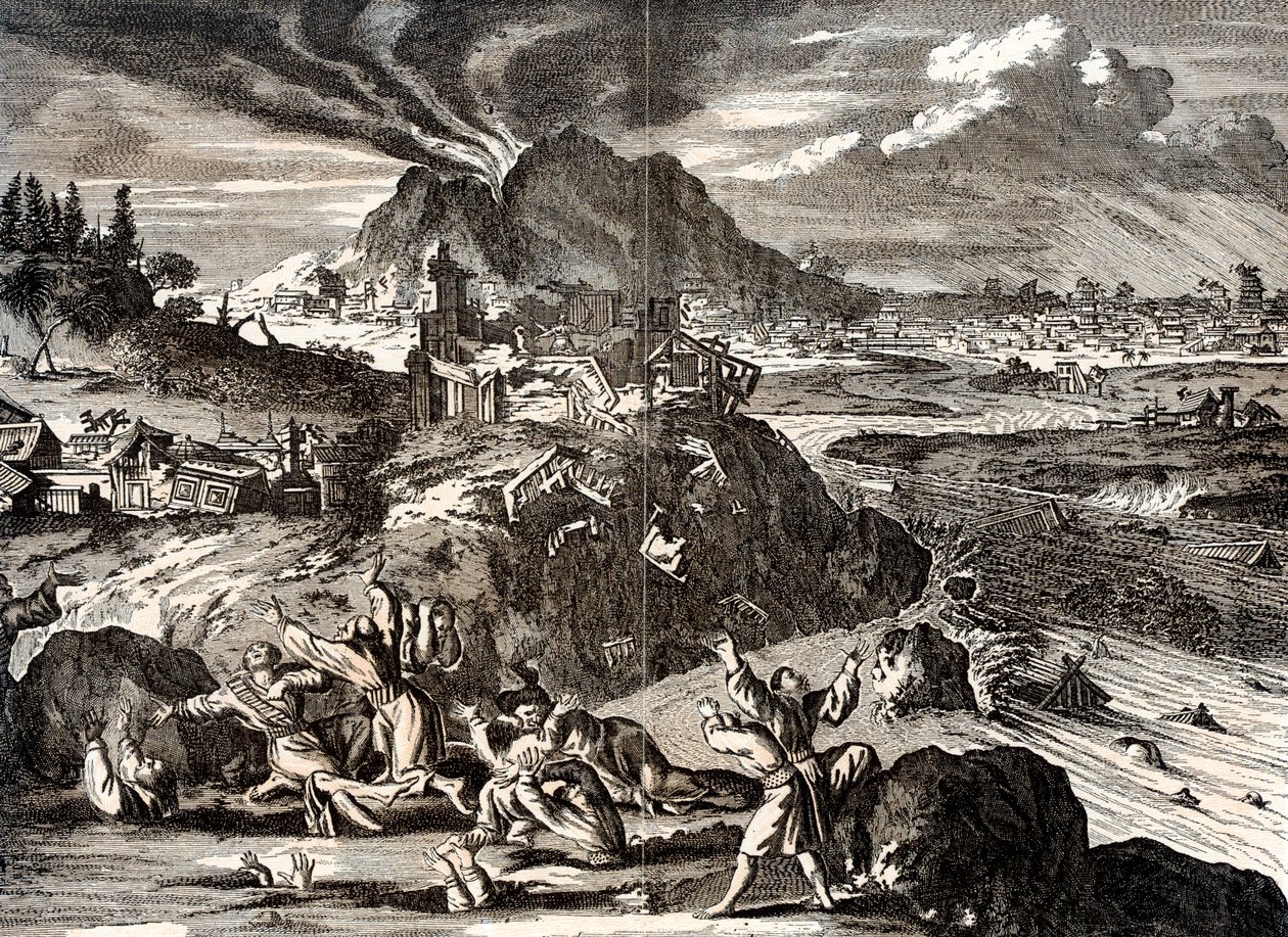 Utbrudd av Shirane-san og jordskjelv ved Edo Tokyo, Japan, 1650 av Unbekannt