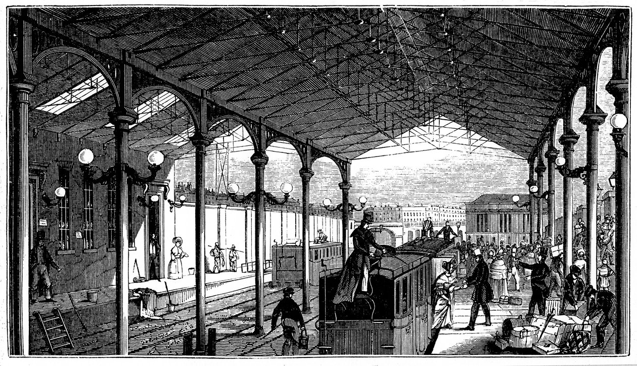 Euston Station, London-terminalen til London og Birmingham Railway, 1840 av Unbekannt