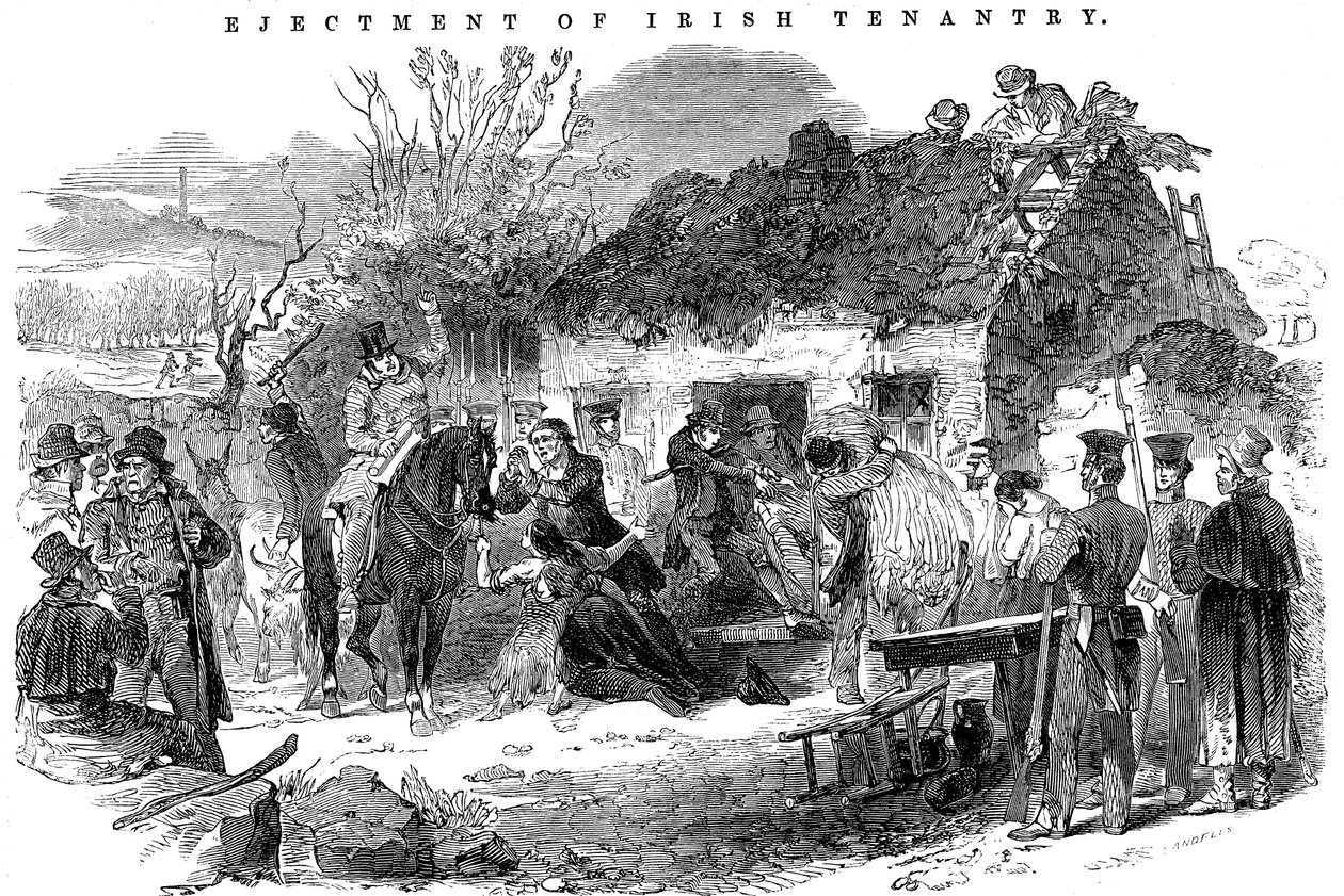 Utkastet irsk bondefamilie, 1848 av Unbekannt
